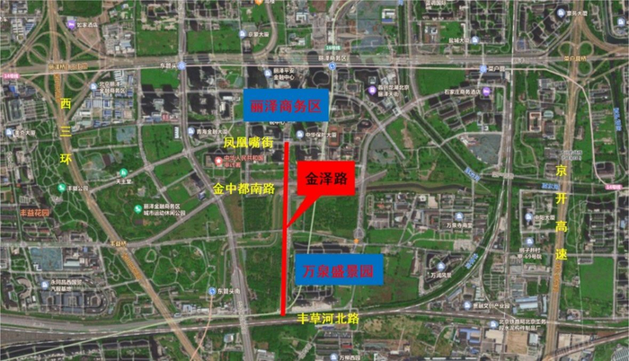 金泽路位置图。丰台区供图