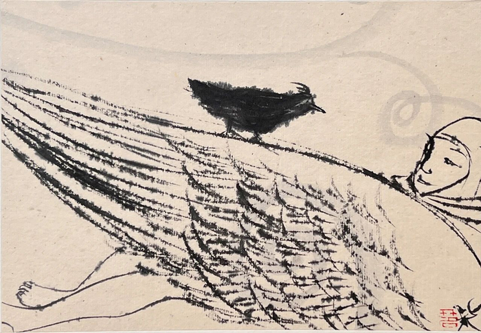 啊呀，2017，15.5×23cm，纸本设色