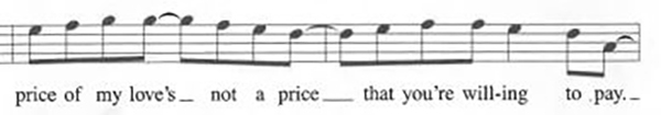 《汉密尔顿》中乔治三世独唱的《你会回来的》首句：“你说不愿意付我爱的代价。”