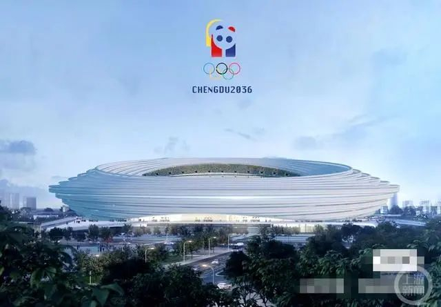 网络流传的2036年成都奥运会主场馆和“申办会徽”。图片来源：网络