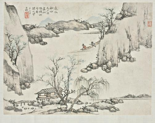 《春水船如天上坐》清 查士标 绘