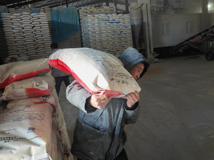 　　桦川县新峰种业有限公司库房里工人正在搬运种子。新华社记者黄腾 摄