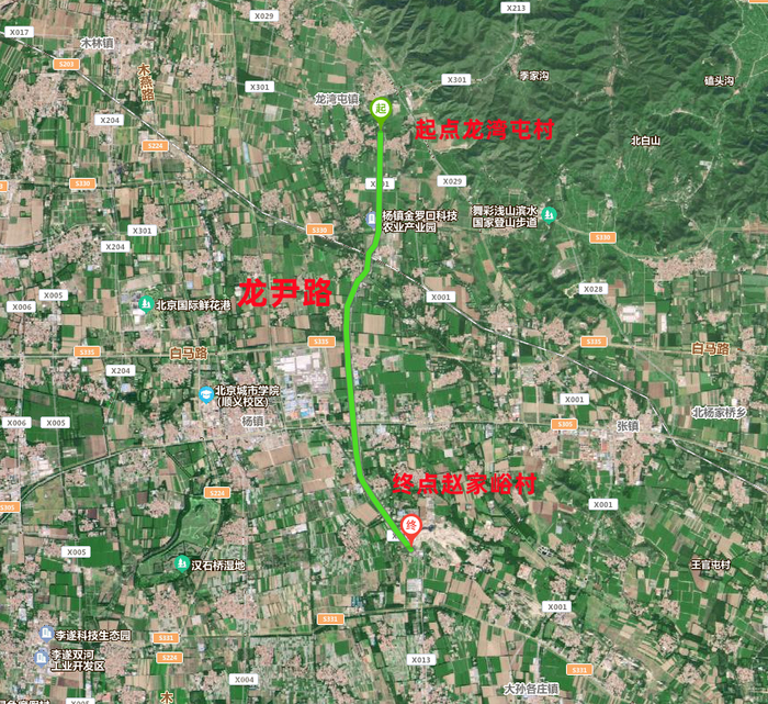 龙尹路路段施工位置示意图。