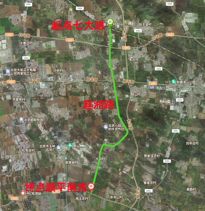 赵湘路路段施工位置示意图。