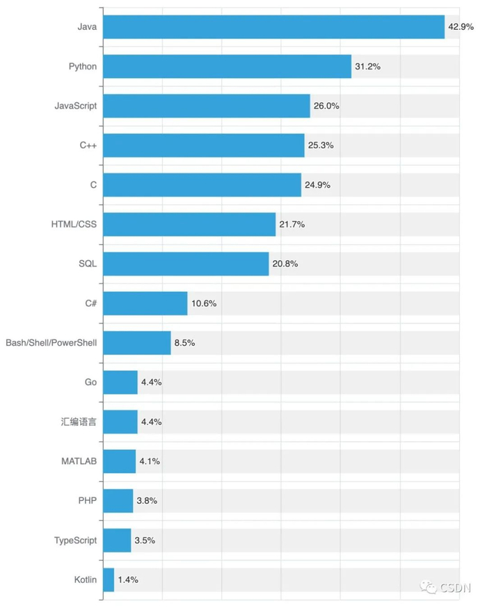 图表10 编程语言使用排行（多选） 