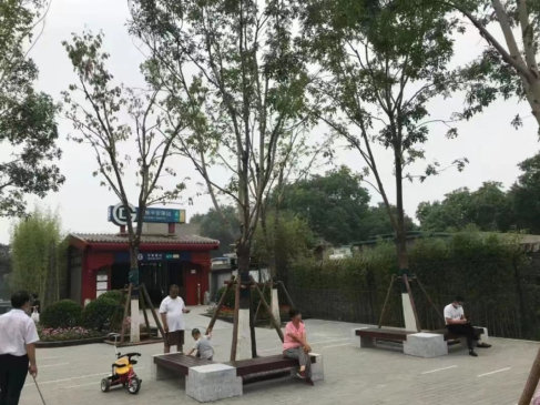 平安里地铁站西北口的口袋公园（记者张煜 拍摄）