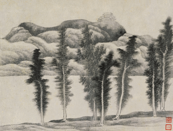 清 龚贤 《山水图》册 纸本 水墨 上海博物馆藏（展期：2023.4.28-7.10）