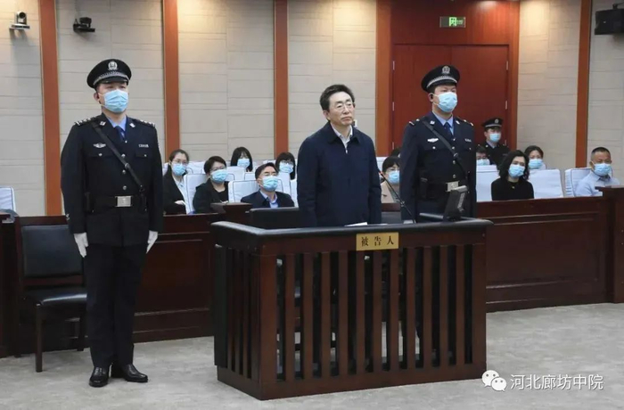 孙国相（中）受审。图源：河北廊坊中院