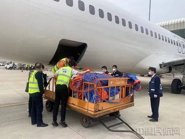 东航武汉公司地服人员保障快速中转行李（东航武汉公司供图）