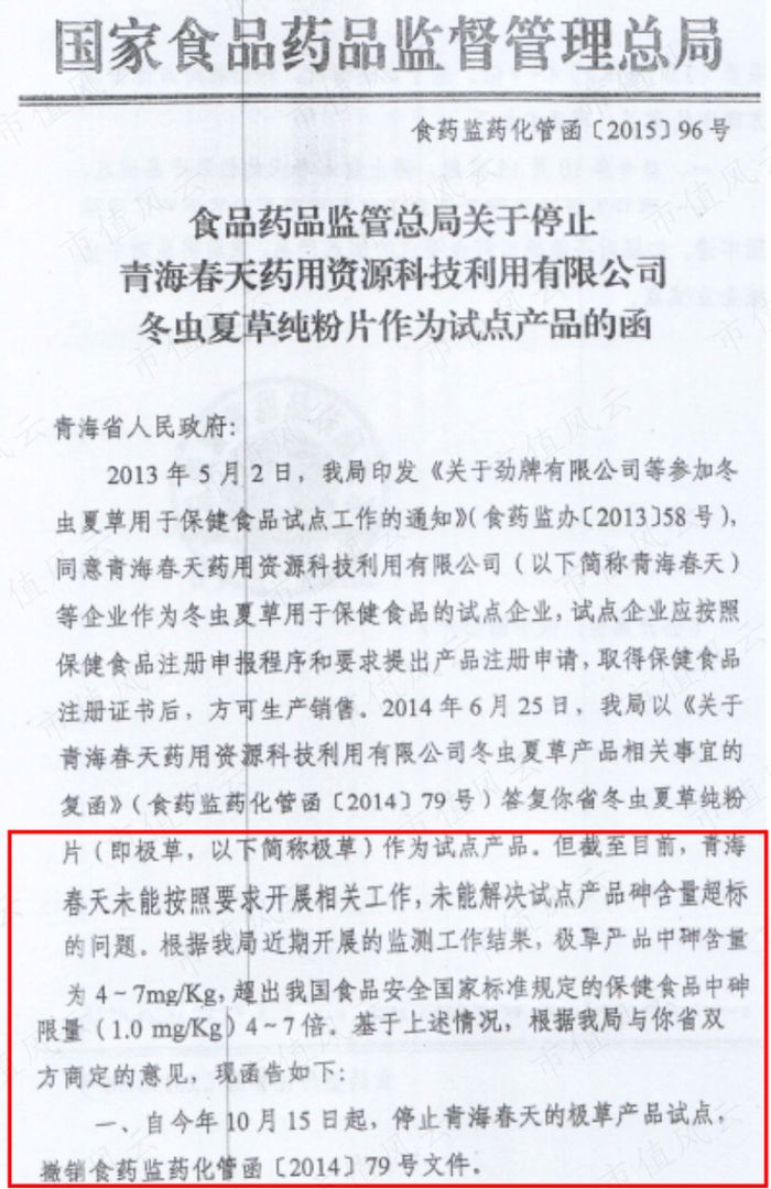 （来源：国家食药监总局信息公开告知书）