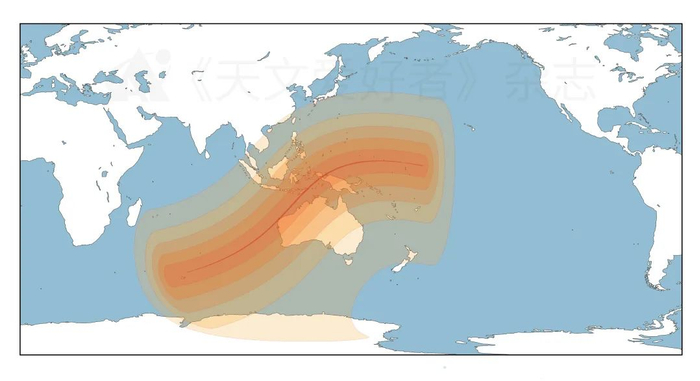 2023年4月20日，全环食可见范围示意图。