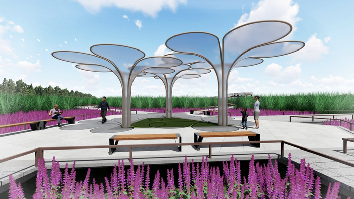 潮白水花景观小品效果图。