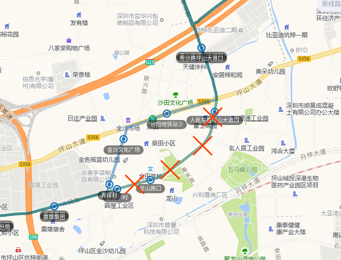 M427线部分调整路段示意图