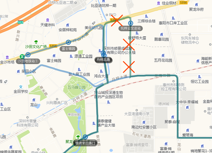M478线部分调整路段示意图