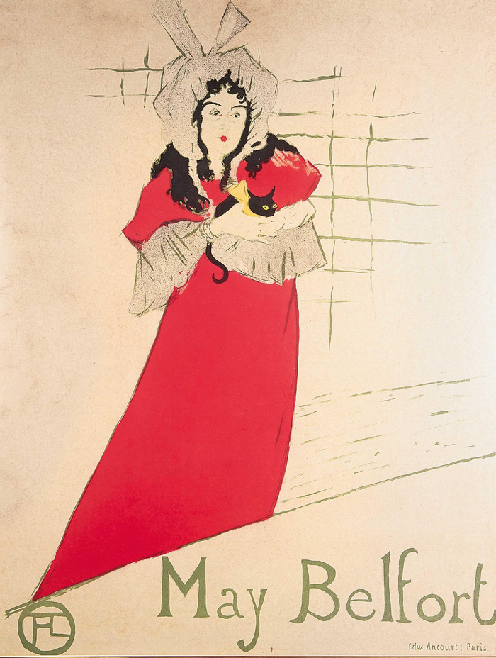 罗特列克为梅·贝尔福特在巴黎小赌场演出时制作的海报