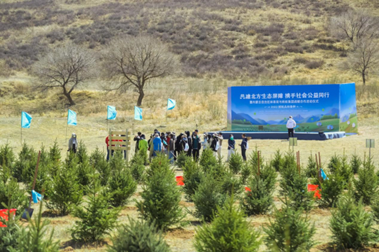 4月22日，内蒙古浑善达克沙地种树现场