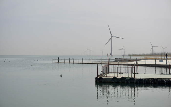 官厅水库，水天连成了一线。新京报记者 田杰雄 摄