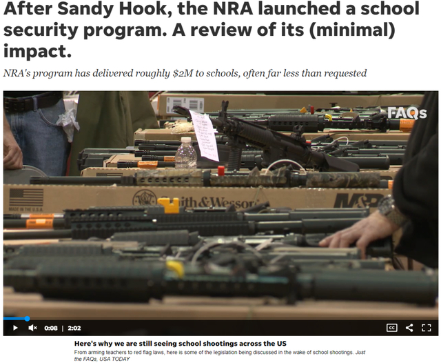 今日美国对美国步枪协会"学校安全计划"的评估的相关报道网站相关信息截图