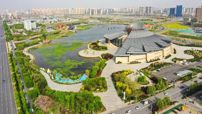 无人机航拍环城水系节点之一保定东湖。河北日报记者 耿辉 摄