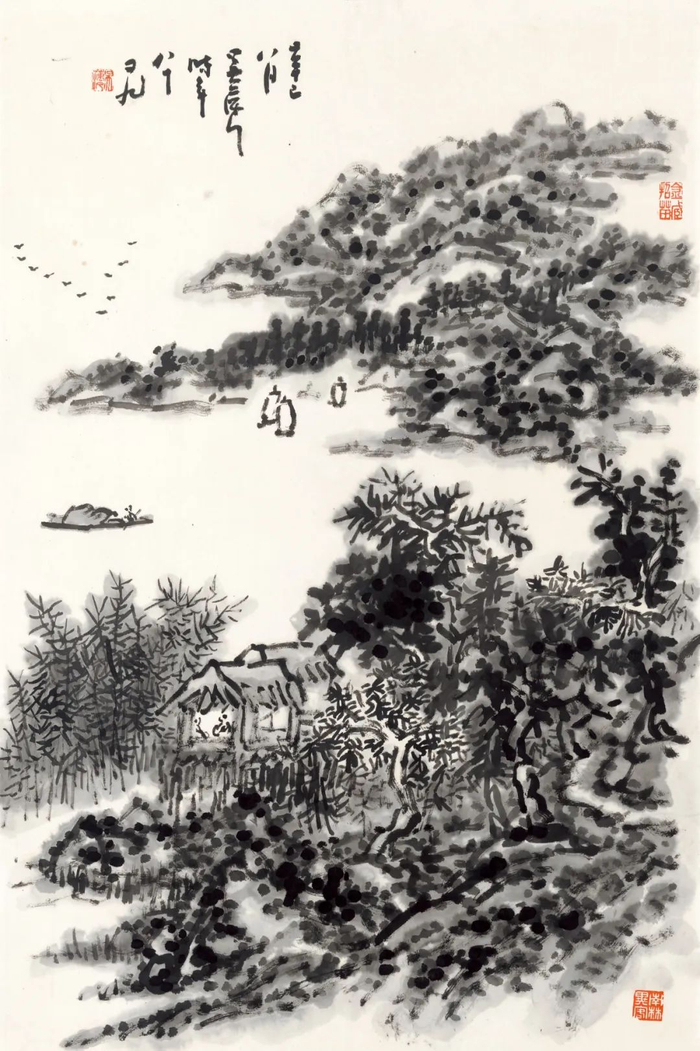 江楼晤言图 2001年 70×46cm