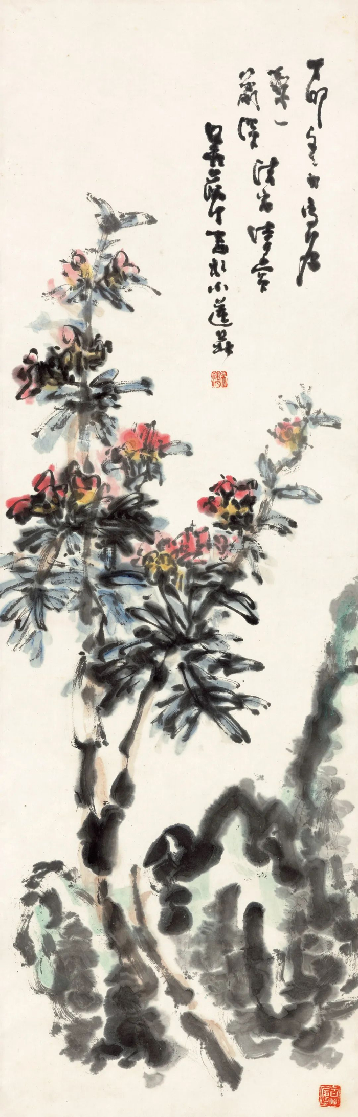 写意榴花 1987年 104×33cm