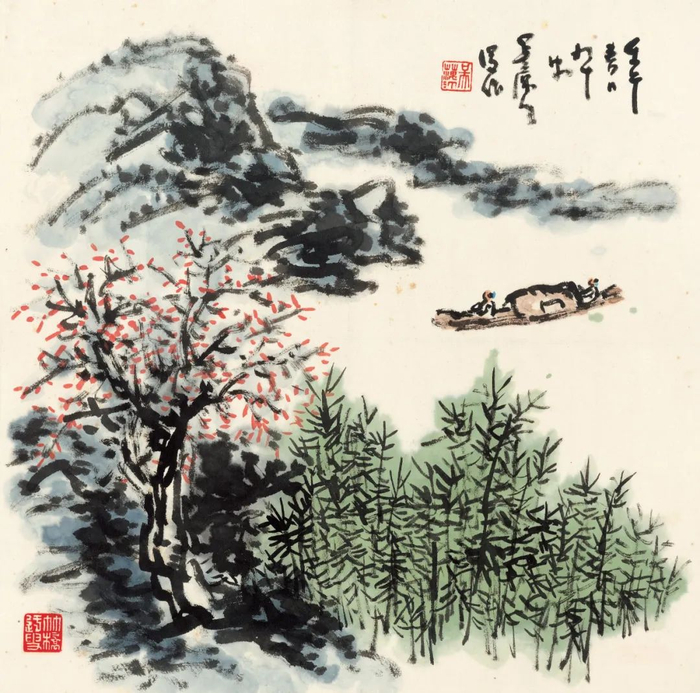 湖山泛舟图 2002年 36×36cm