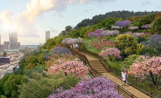 鹿山公园南入口花街栈道效果图