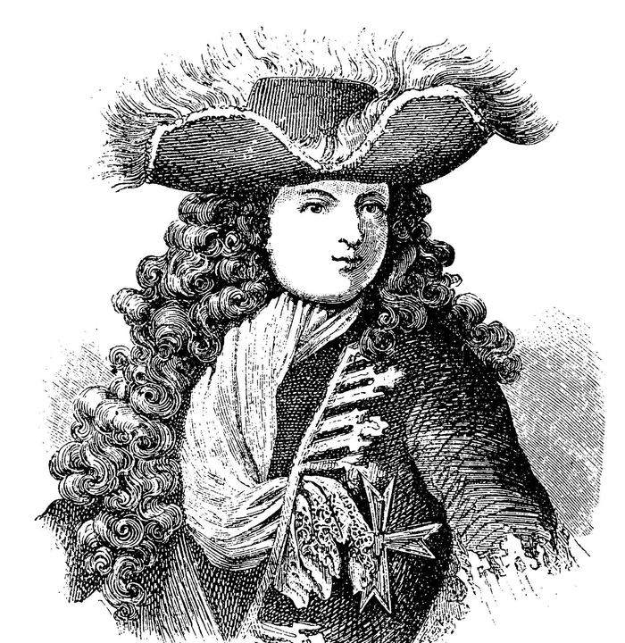 1690年，法国，戴着假发的人