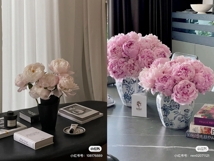 小红书上关于芍药的分享（图片来源：小红书用户@mooollya、@FaFaYa發發鸭）