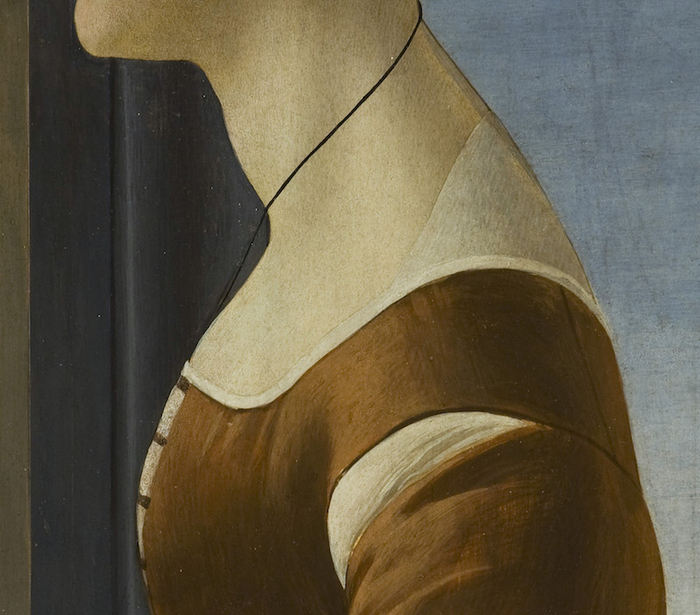 波提切利，《青年女子“西蒙内塔·韦斯普奇”的肖像》（局部）服饰