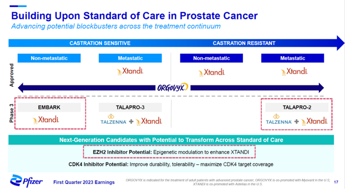▲辉瑞公司在治疗前列腺癌方面的布局（图片来源：辉瑞公司官网）