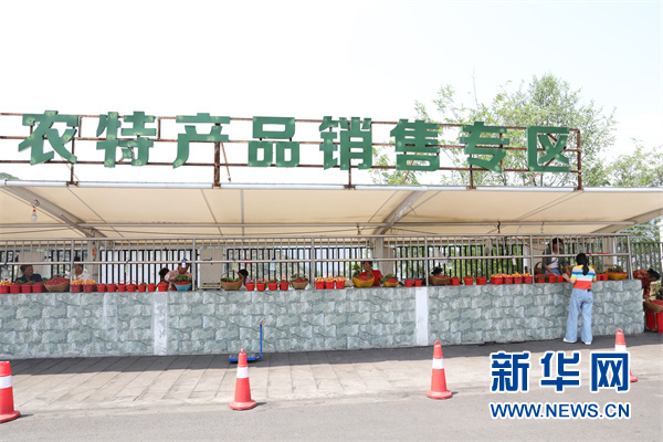 发耳服务区内的农特产品销售专区。新华网 周远钢 摄