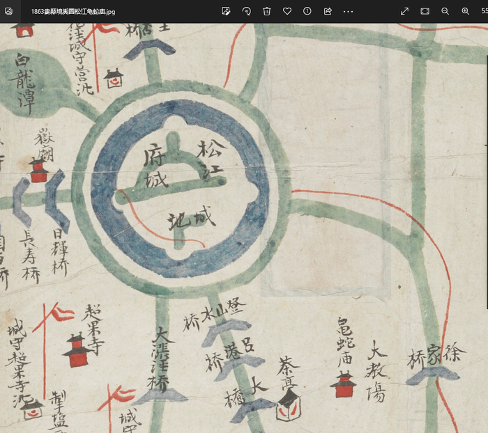 图2 1863年《娄县境舆图》中标注的“龟蛇庙”