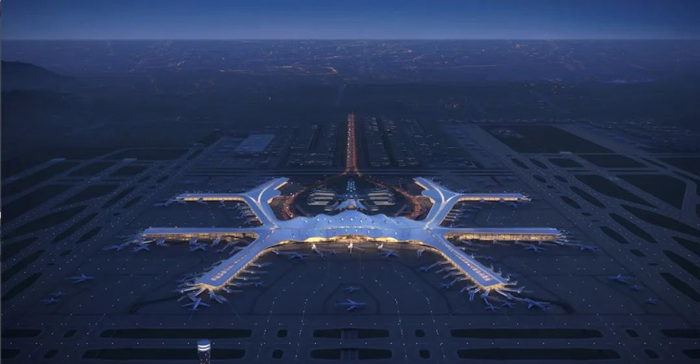 珠三角枢纽（广州新）机场南航站区设计鸟瞰图