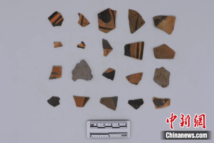 屈家岭遗址出土的蛋壳黑彩陶片。湖北省文物考古研究院 供图