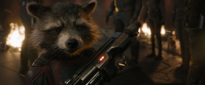 图注：火箭浣熊，一直都是《银河护卫队》系列的主角。（图/《银河护卫队3》）