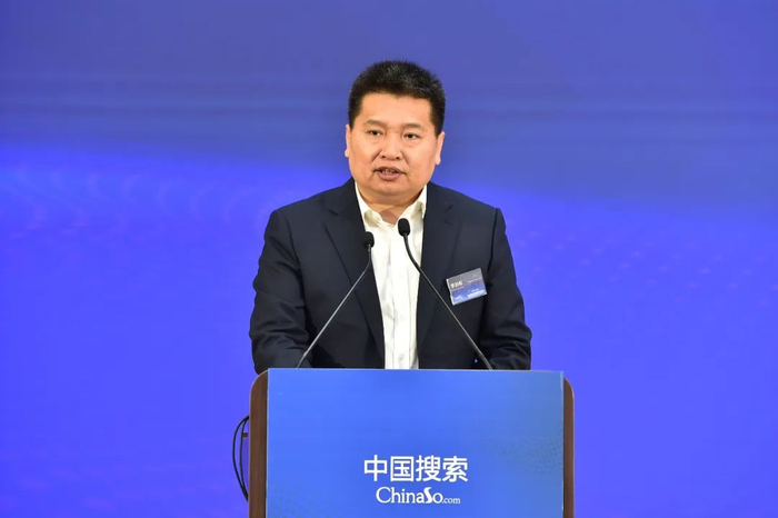 中国搜索党委书记、董事长、总裁李劲松发表演讲。中国搜索 宋家儒摄