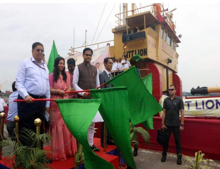 印度援建的缅甸实兑深水港正式启用现场。图片来源：印度亚洲国际新闻通讯社（ANI）