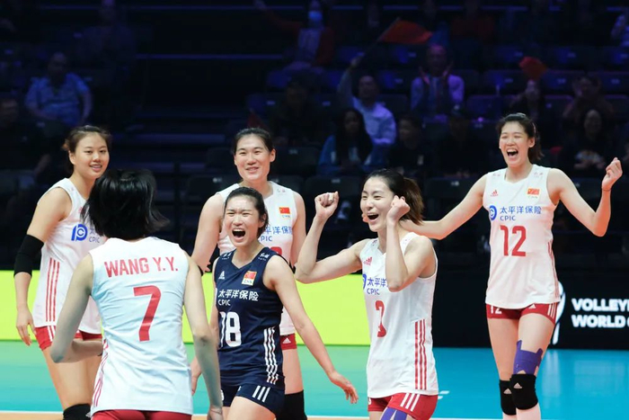 中国女排在2022年世锦赛比赛中。