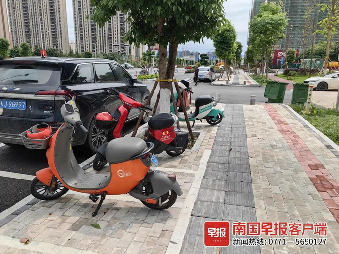 ▲目前，贺州城区内有3家共享电动自行车在运营。