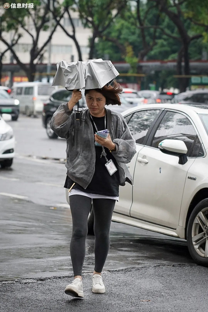 17日起，广州雷雨又趋明显，图为12日市民冒雨匆匆赶路。信息时报记者 陈文杰 摄