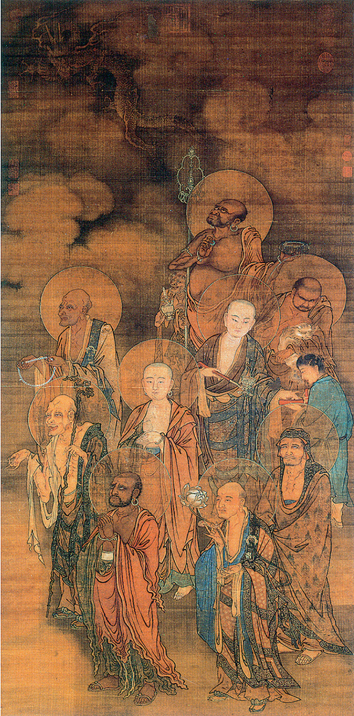 〔图五〕 （元） 佚名绢本 《十八罗汉图》 采自《故宫书画图录（五）》，第179、181页