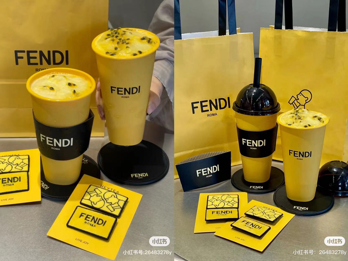 喜茶与FENDI的联名产品（图片来源：小红书账号@王拉芳）
