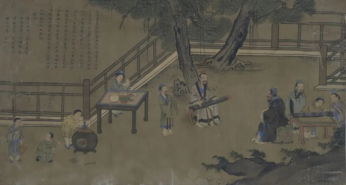 明代  明版圣迹图之学琴师襄图页（孔子博物馆藏）
