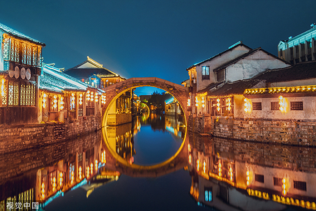 湖州南浔古镇夜景图。视觉中国 资料图