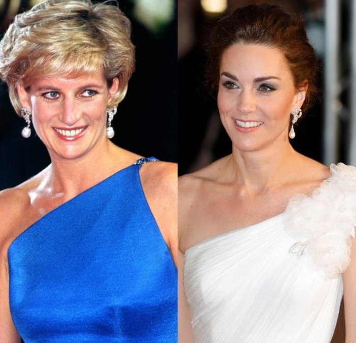 凯特（右）佩戴戴安娜（左）的耳环