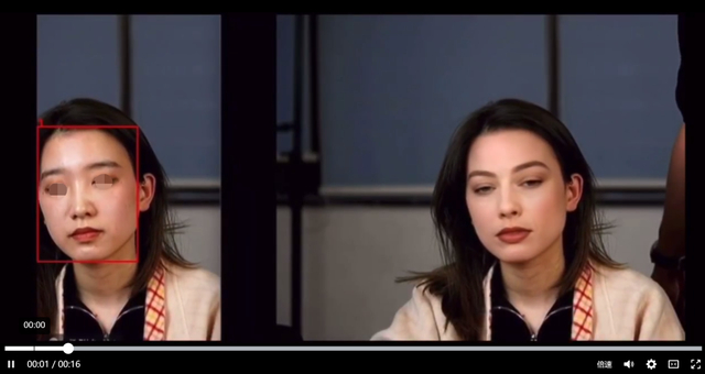 △发布者展示实时“换脸”效果（视频截图） 