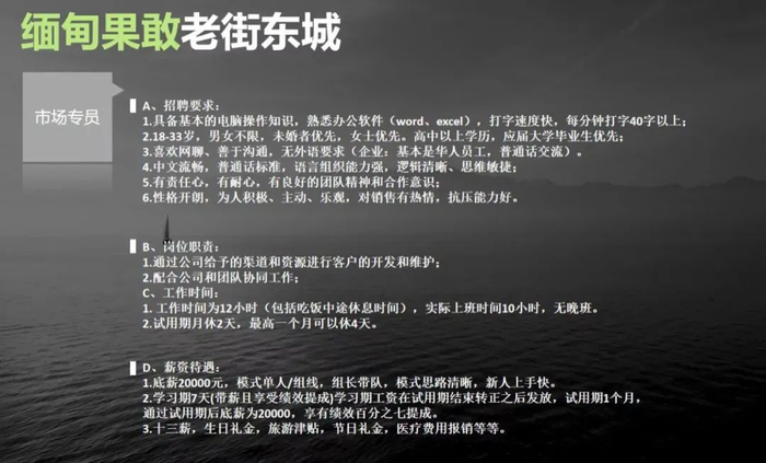 ▲用户“大运”发来的一张招聘信息，底薪两万元，要求喜欢网聊，打字速度快。网络截图