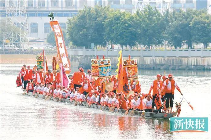 ▲在黄埔区，“扶胥号”从波罗诞开始就在南海神庙附近河涌巡游，“龙船朝王”是黄埔龙舟文化中最具特色的习俗。受访者供图