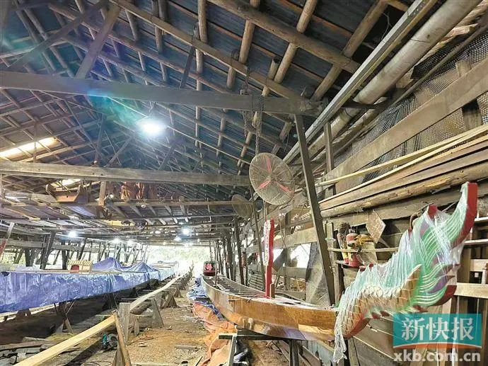 ▲在番禺区洛浦街上漖村，龙船世家船厂的生意非常好。